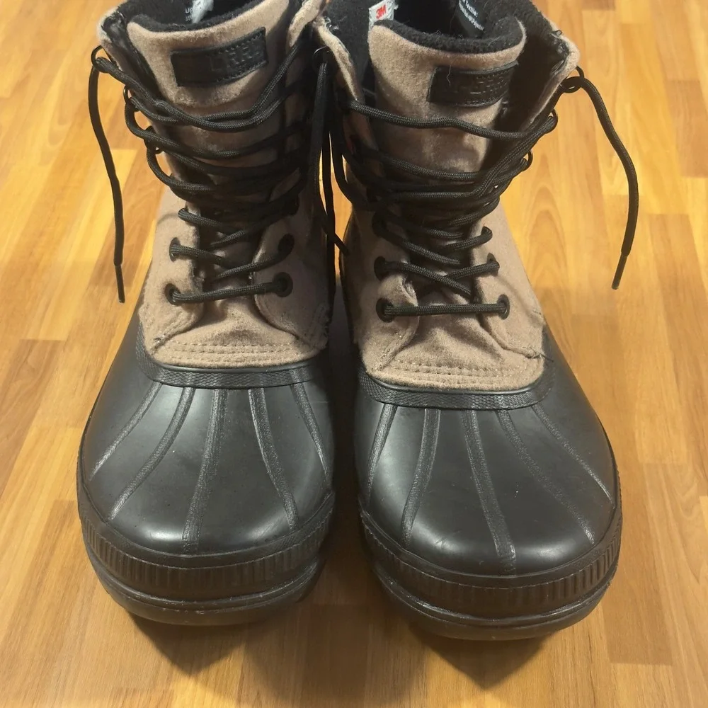 Sperry Avenue Duck Boots Mens 10.5 Waterproof Thinsulate Wool Tan Black STS24635